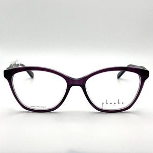 Phoebe Couture P329 PUR Eyeglass Frames Cat Eye Horn Full Flex Purple 53-16-135